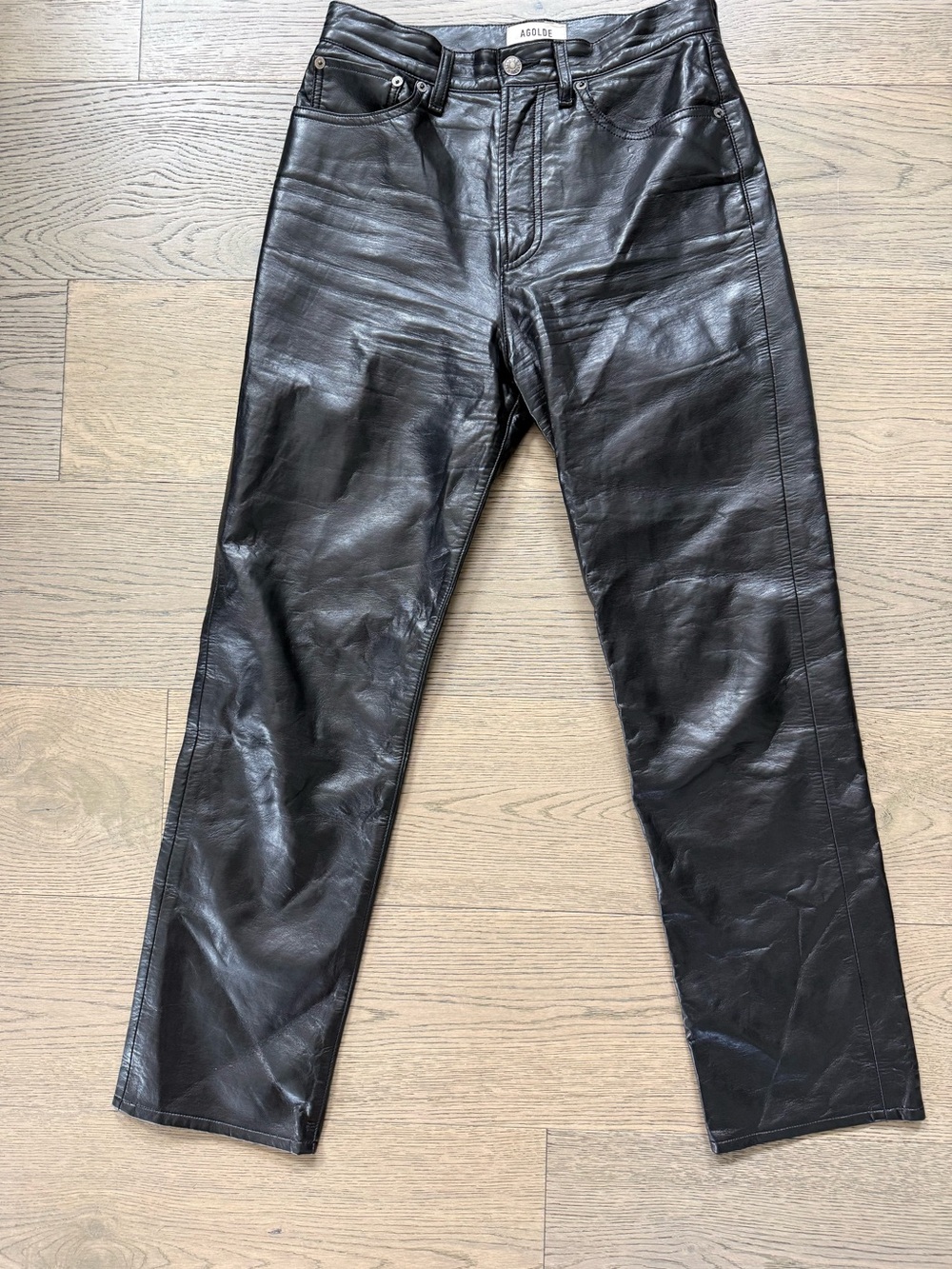 AGOLDE 90s Pinch Waist Recycled Leather Pants Detox Size 26